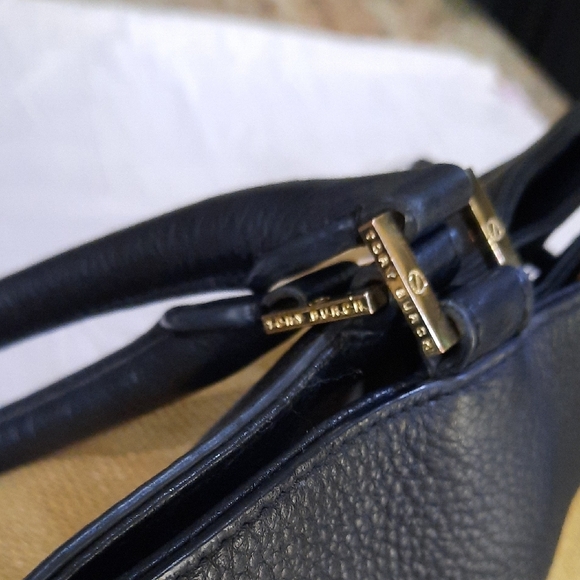 Tory Burch Black and Tan Structured Tote - Picture 6 of 9